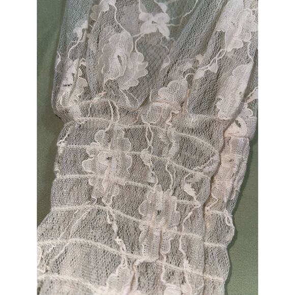 Divided by H&M Womens Top Size Extra Small XS Cream Sheer Lace Long Sleeve Crop - Picture 4 of 7